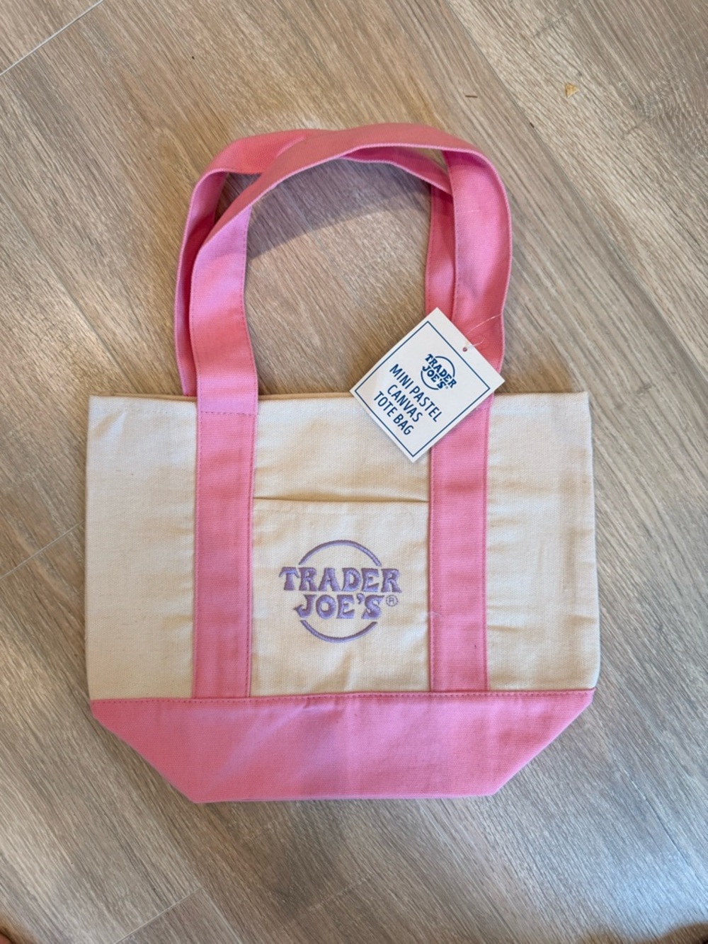 Trader Joe’s Canvas Mini Tote Bag Pastel Pink
